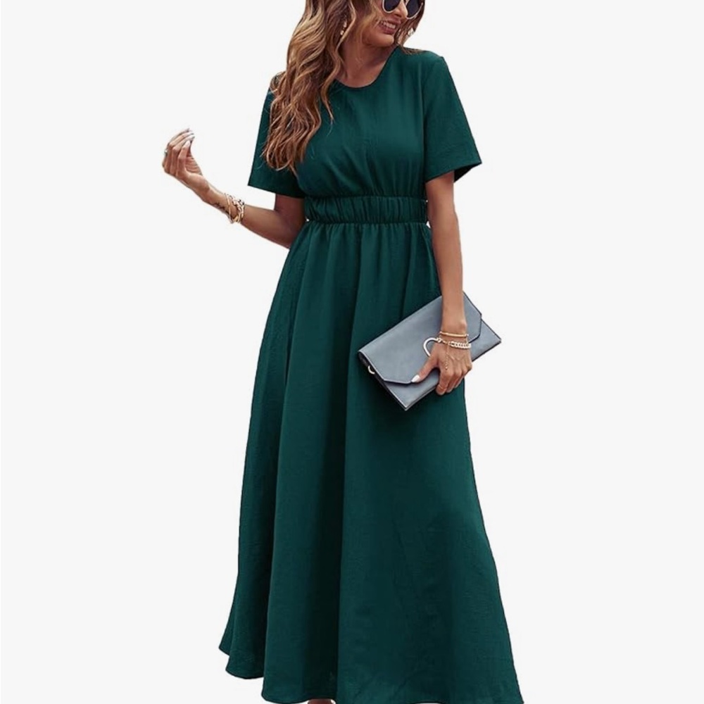 MakeMeChic forest green maxi dress, size Large